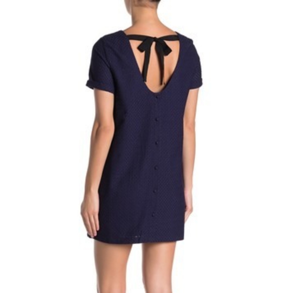Tie-Back Eyelet Crochet Shift Dress